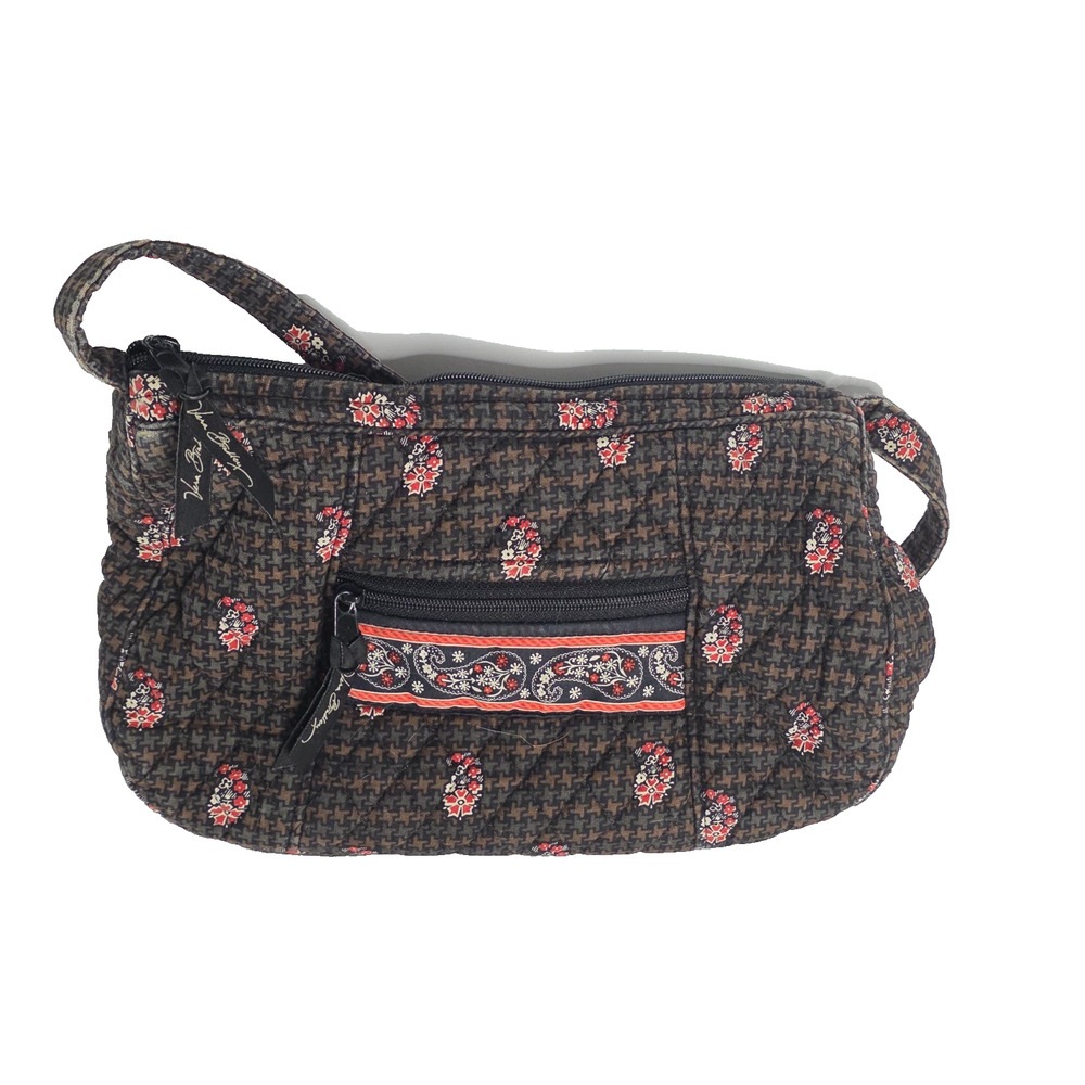 Vera Bradley Brown Floral Paisley Shoulder Bag Purse Quilted Cotton